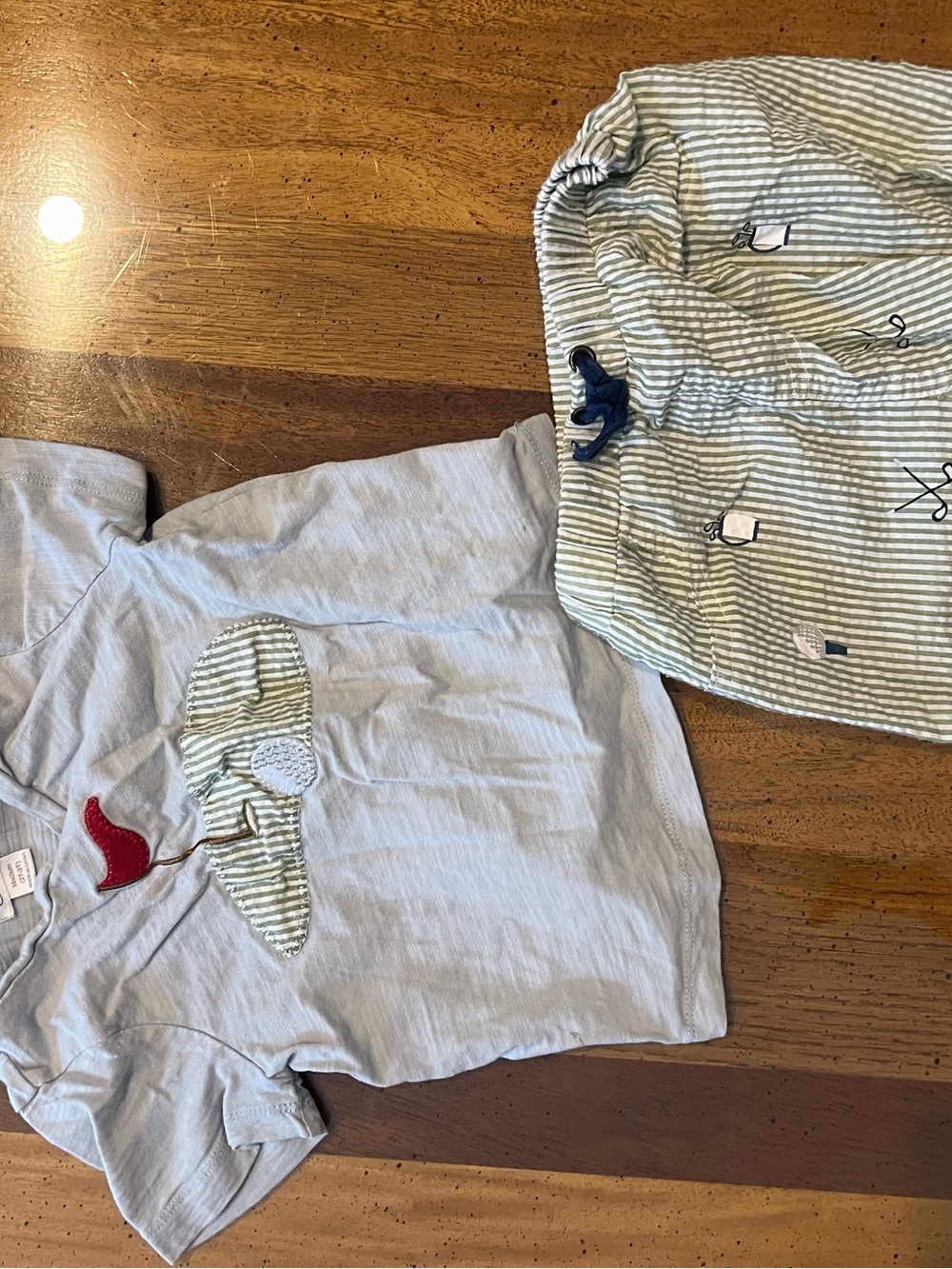 Mud Pie Golf Kids Light Blue Whale Appliqué Top and Striped Shorts Set -